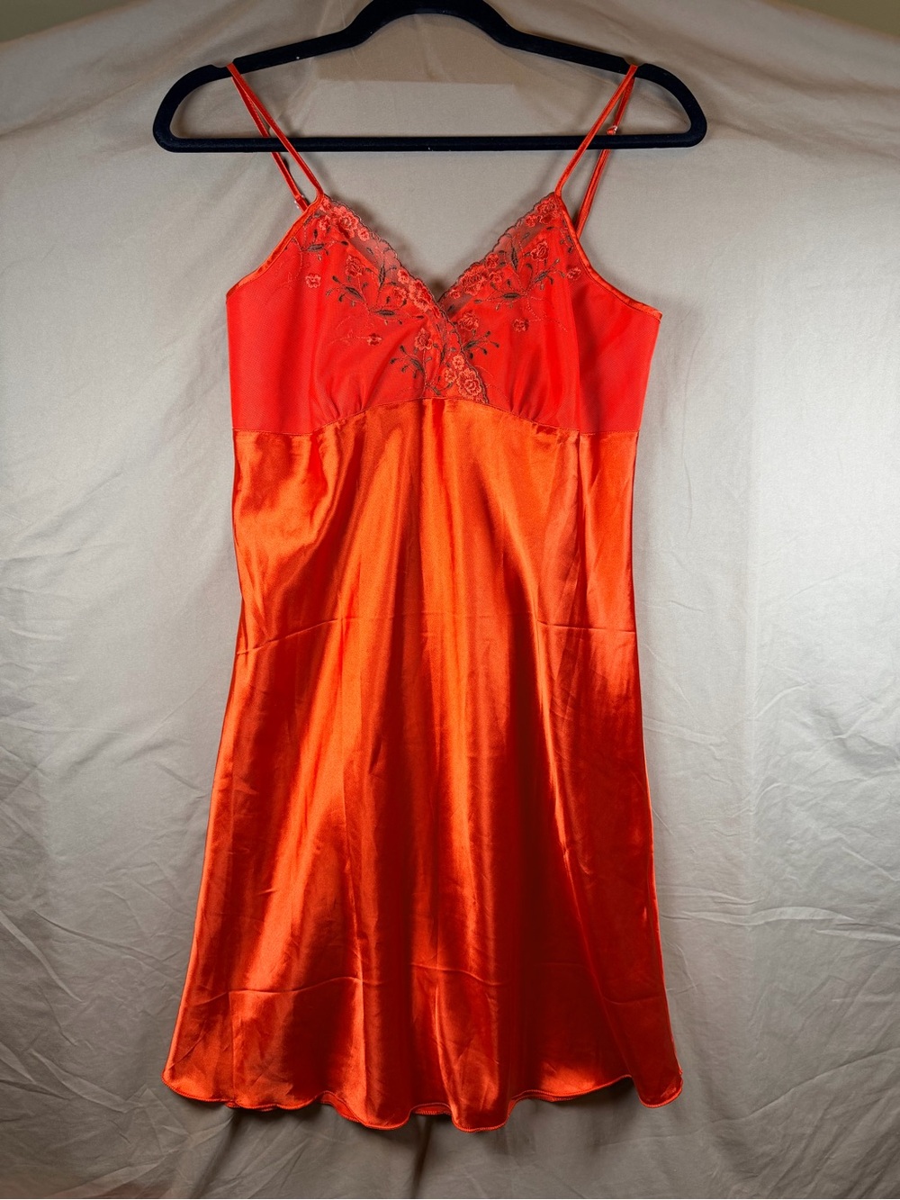 Y2K Red Satin Lace Slip Dress Nightgown Babydoll Fairy Grunge XL